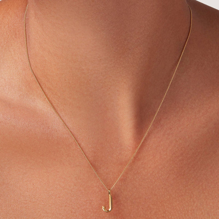 Monogram Necklace - J - High Polish Gold