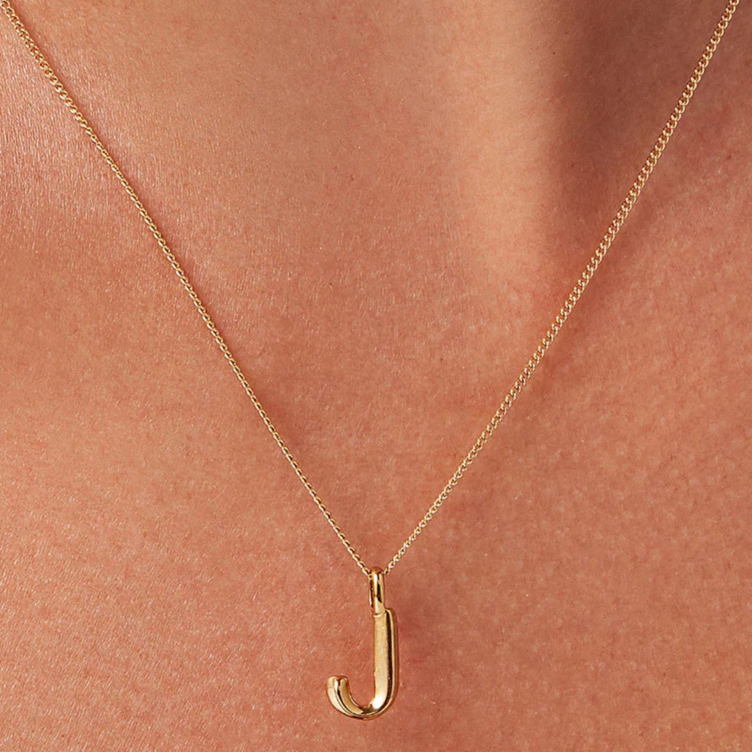 Monogram Necklace - J - High Polish Gold