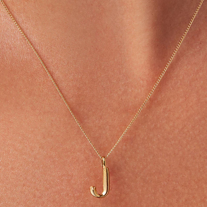 Monogram Necklace - J - High Polish Gold