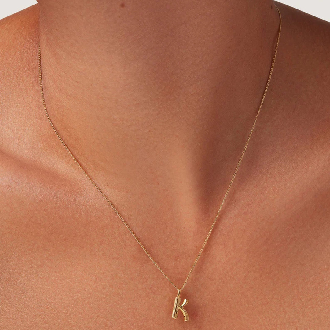 Monogram Necklace - K - High Polish Gold