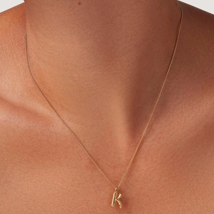 Monogram Necklace - K - High Polish Gold