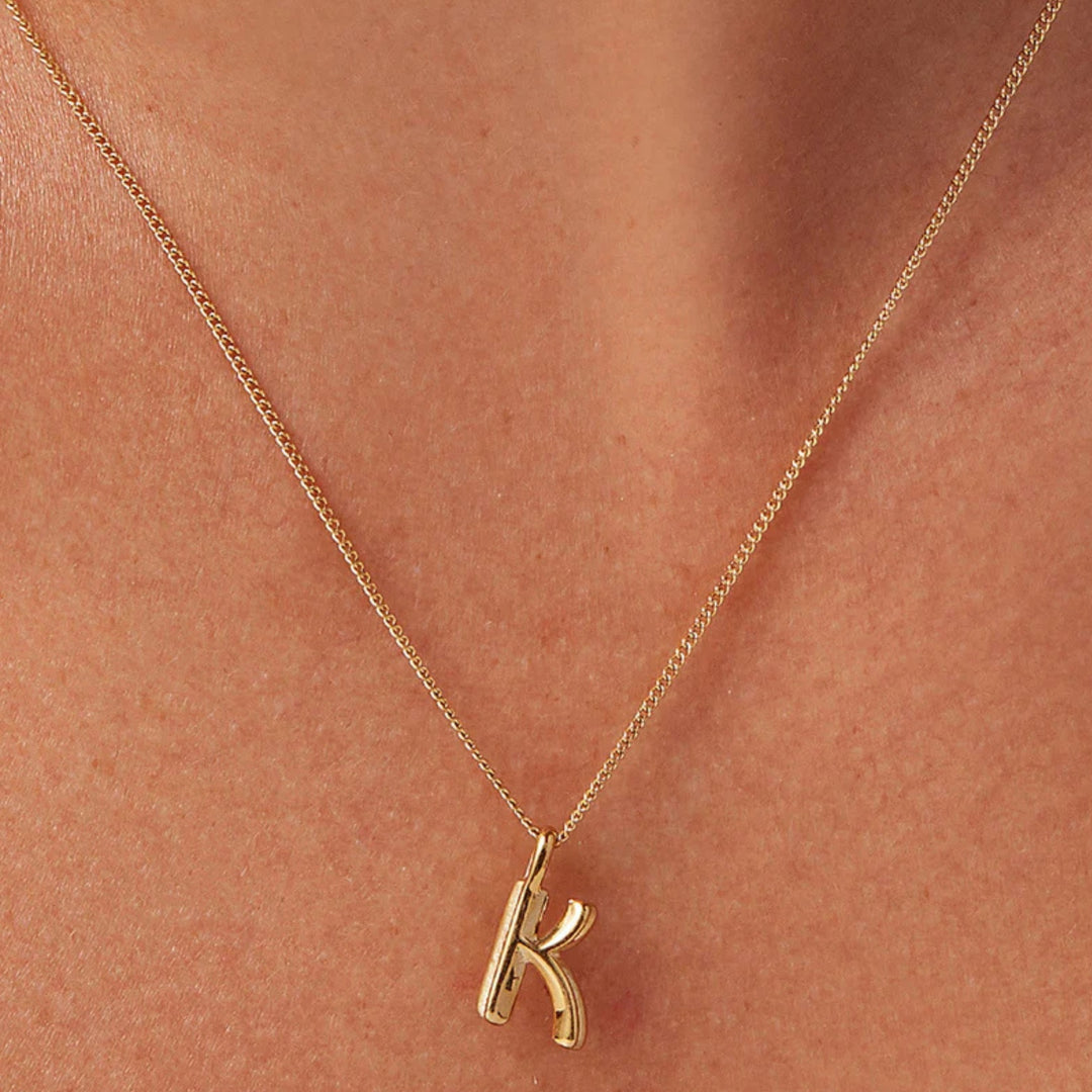 Monogram Necklace - K - High Polish Gold