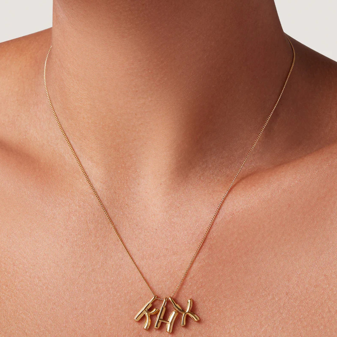 Monogram Necklace - K - High Polish Gold