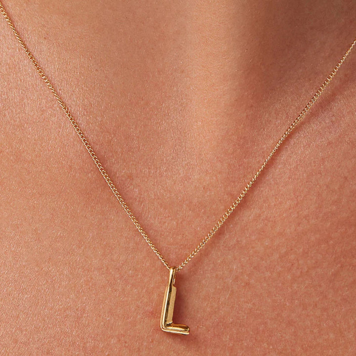 Monogram Necklace - L - High Polish Gold