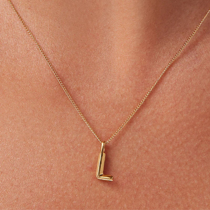 Monogram Necklace - L - High Polish Gold