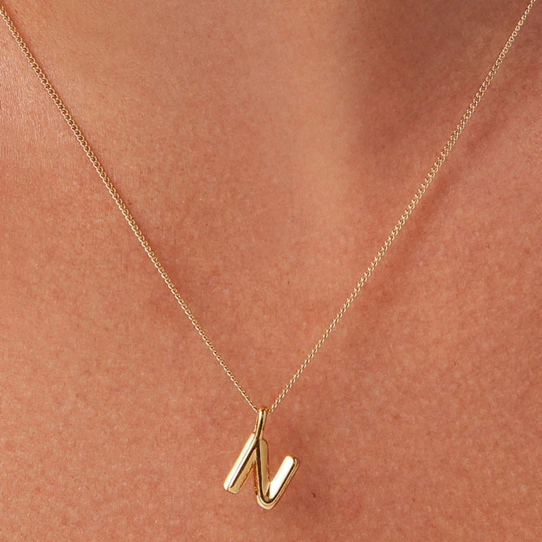 Monogram Necklace - N - High Polish Gold