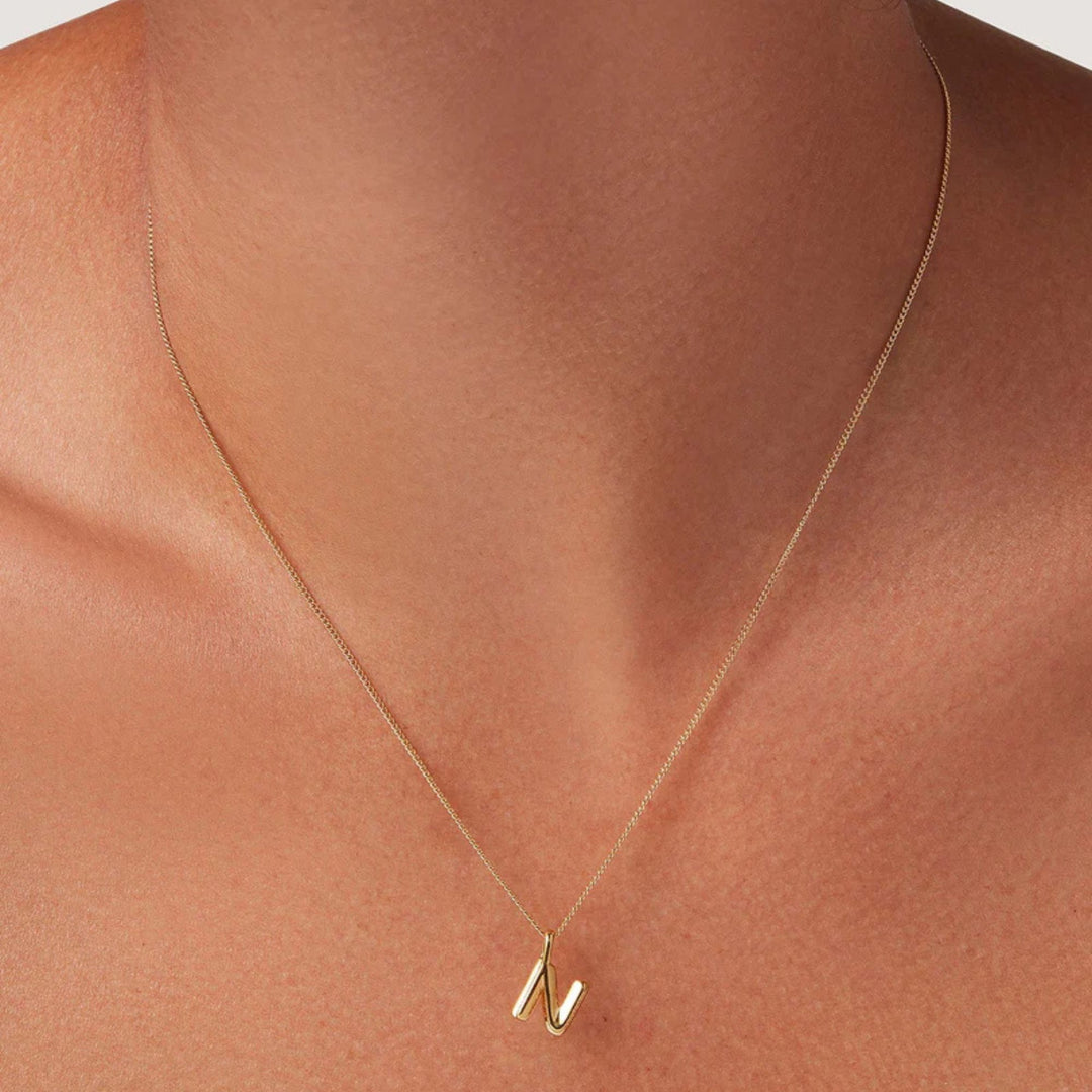 Monogram Necklace - N - High Polish Gold