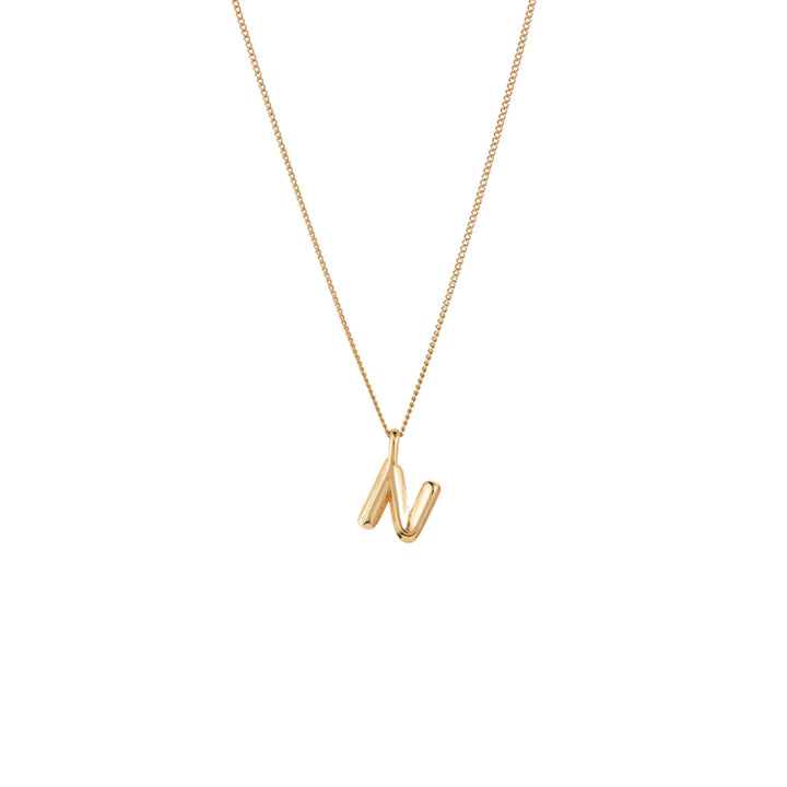 Monogram Necklace - N - High Polish Gold