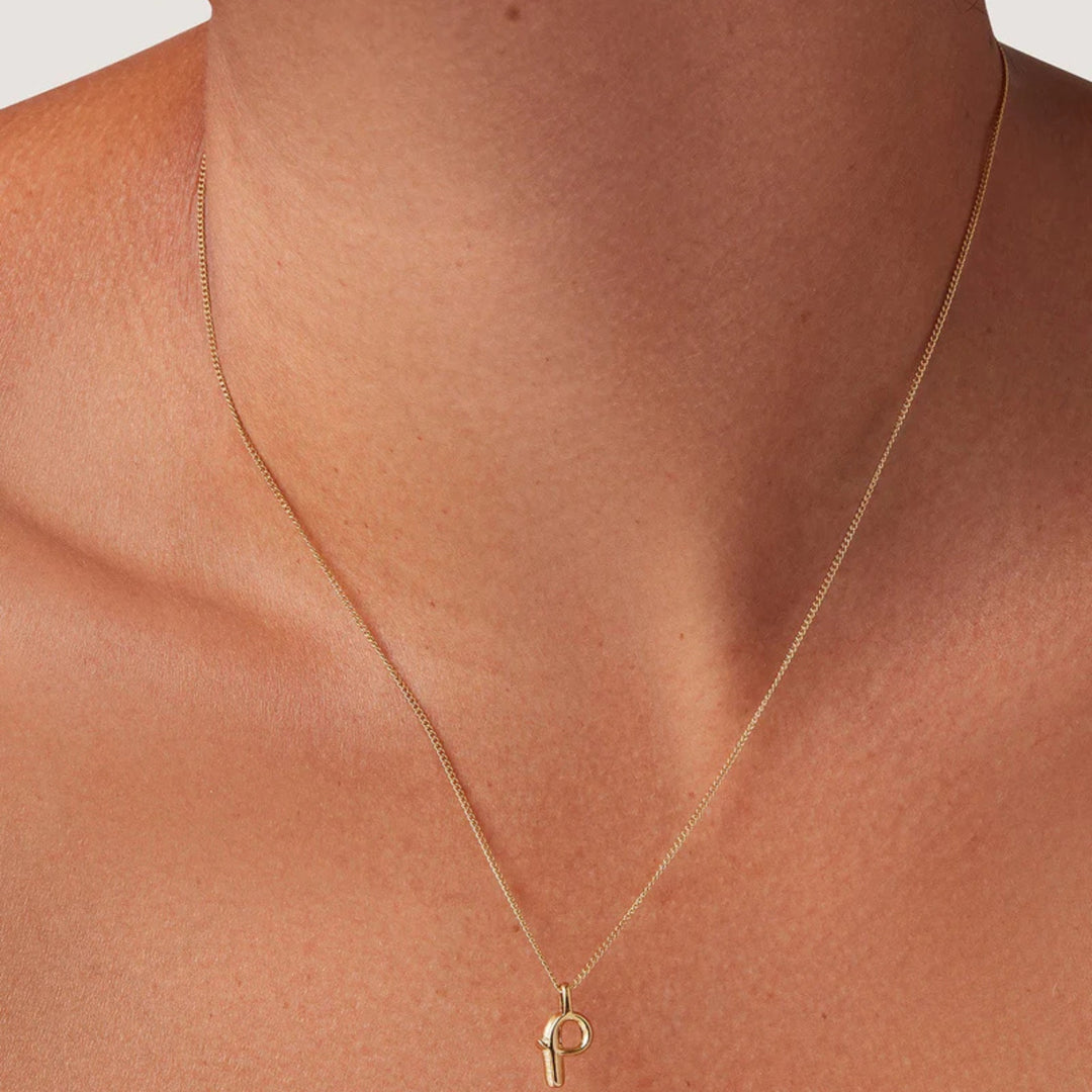 Monogram Necklace - P - High Polish Gold