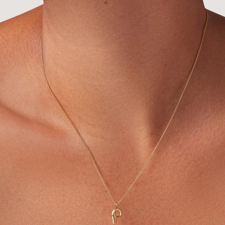 Monogram Necklace - P - High Polish Gold