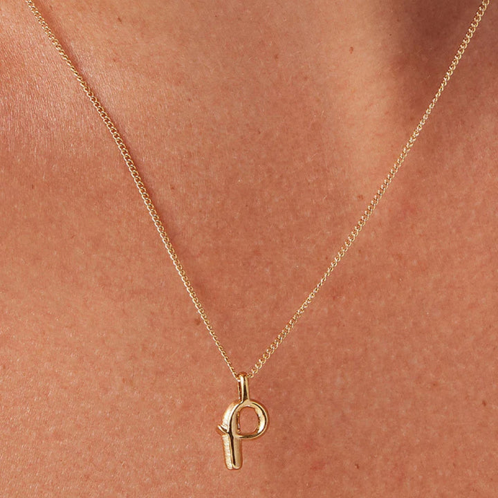 Monogram Necklace - P - High Polish Gold