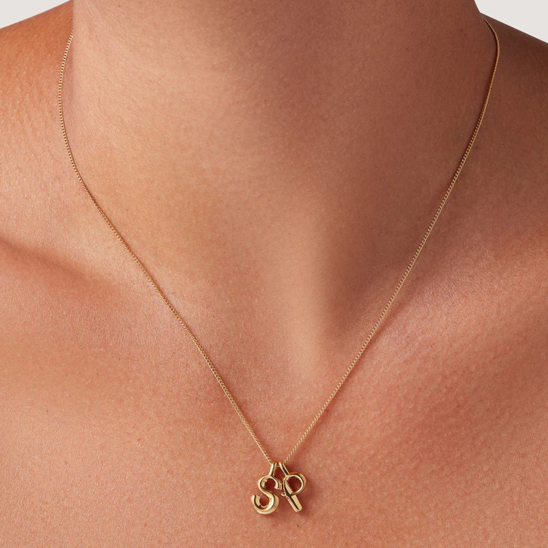 Monogram Necklace - P - High Polish Gold