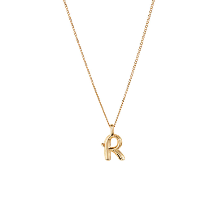 Monogram Necklace - R - High Polish Gold