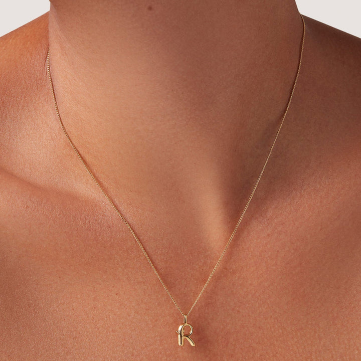 Monogram Necklace - R - High Polish Gold