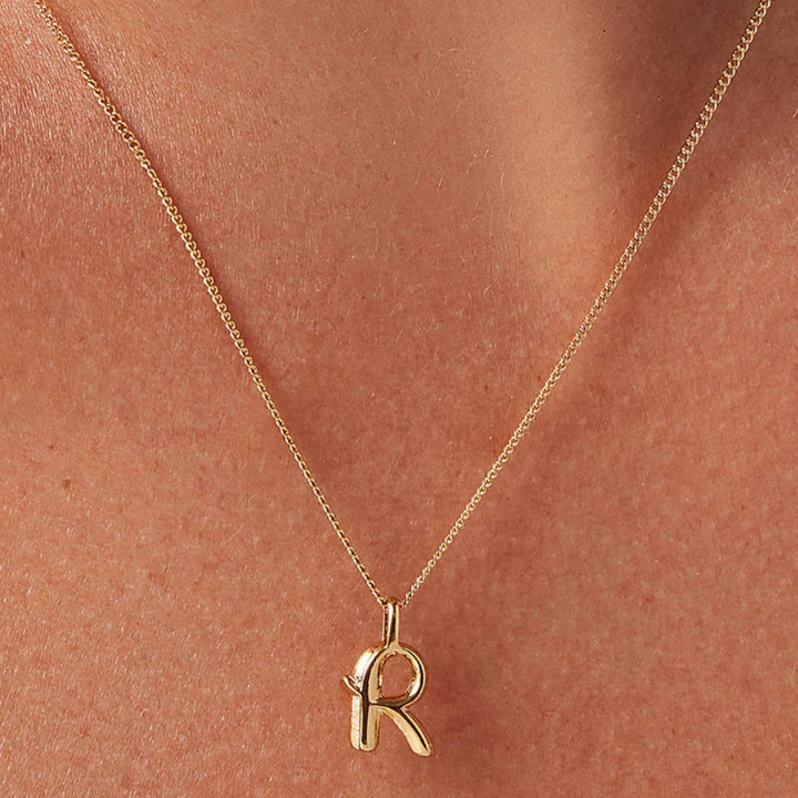 Monogram Necklace - R - High Polish Gold