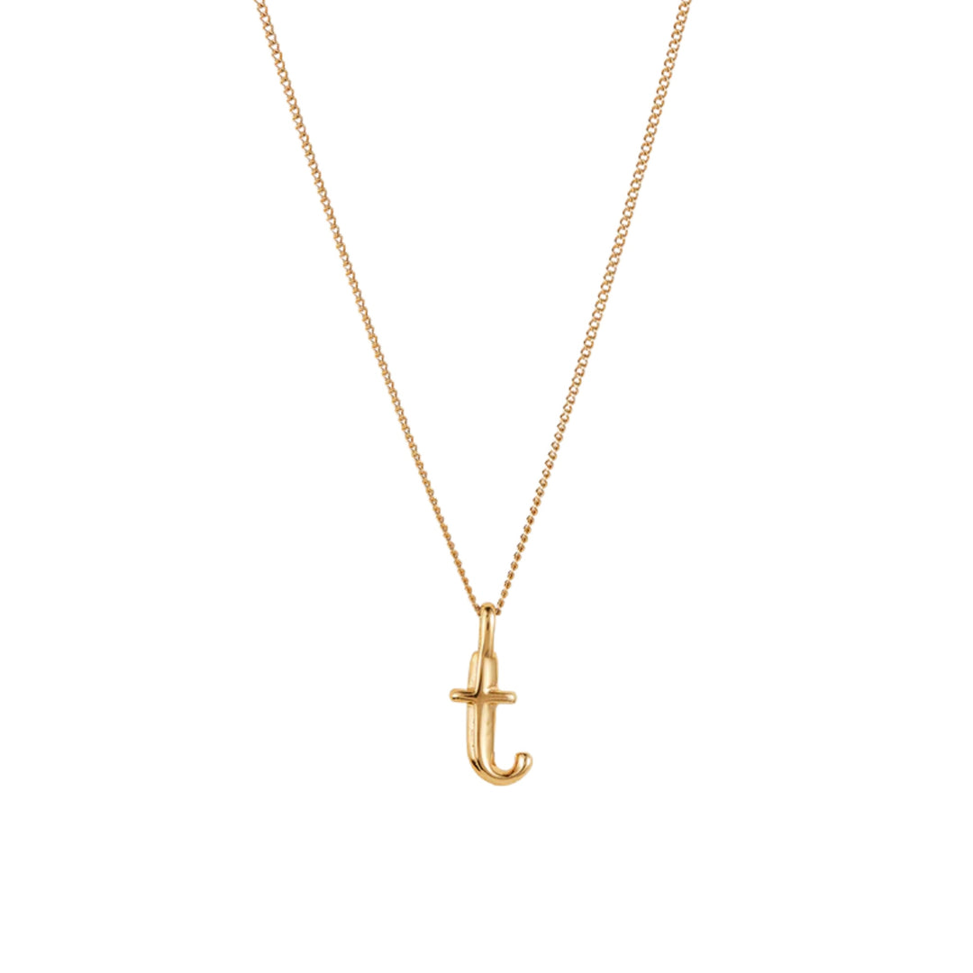 Monogram Necklace - T - High Polish Gold