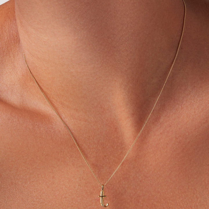 Monogram Necklace - T - High Polish Gold