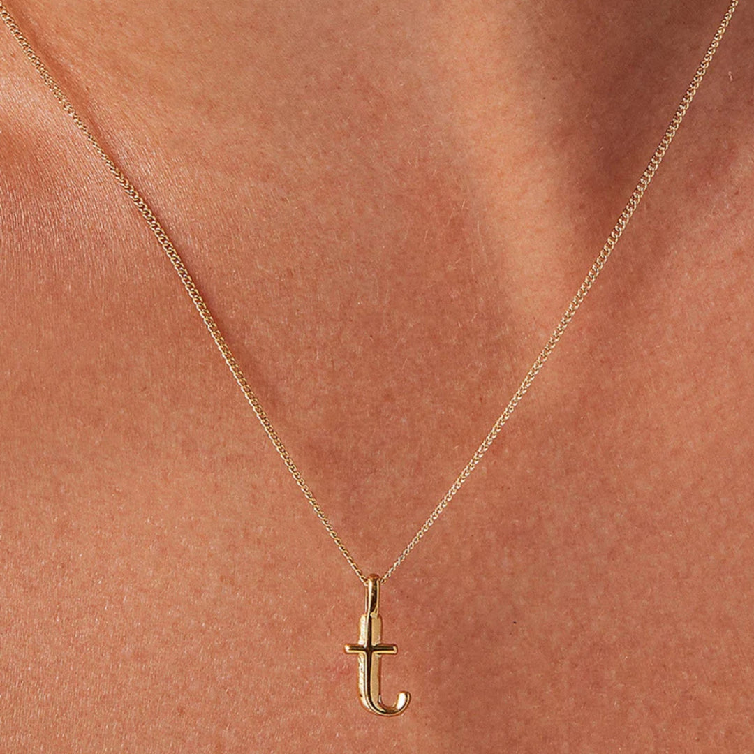 Monogram Necklace - T - High Polish Gold