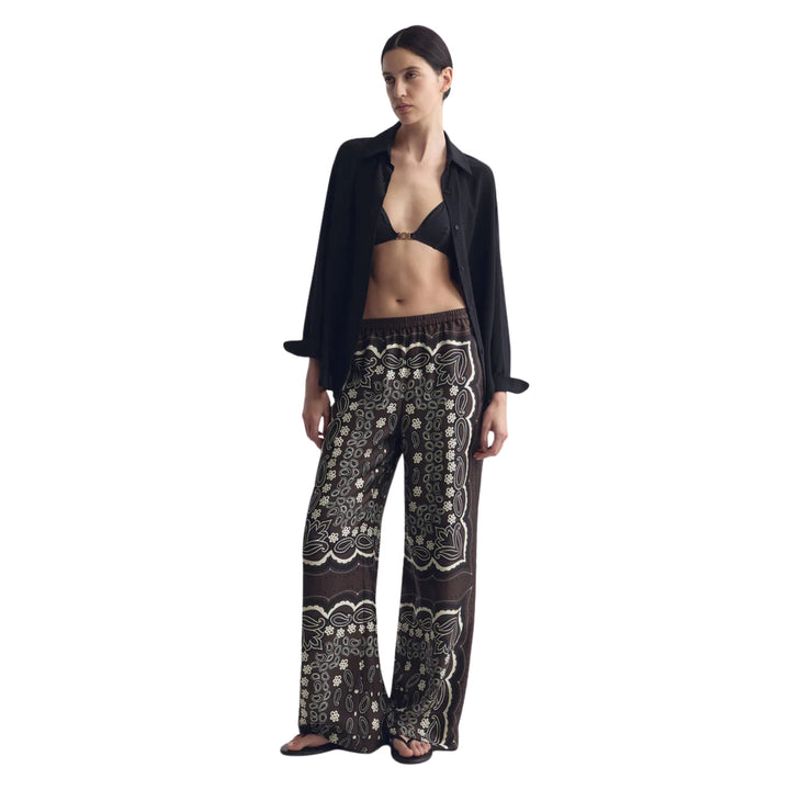 Morgan Pant in Brown/Ivory Bandana Print