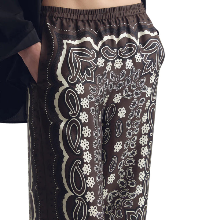 Morgan Pant in Brown/Ivory Bandana Print