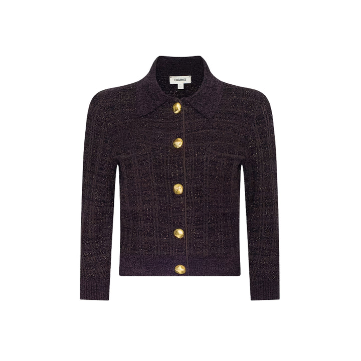 Morrigan Twd Stitch Collar Cardigan in Dark Java/Black/Burgundy