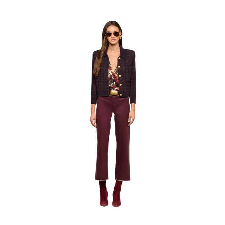 Morrigan Twd Stitch Collar Cardigan in Dark Java/Black/Burgundy