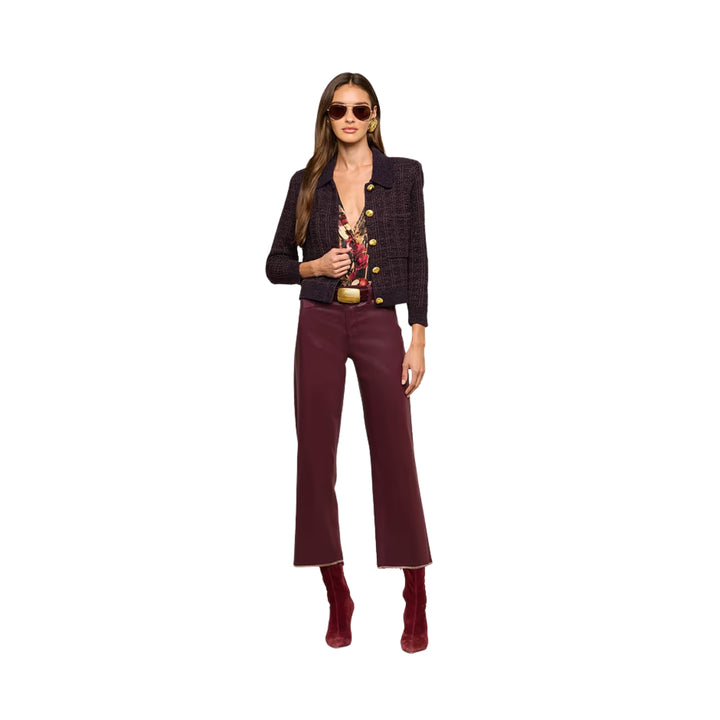Morrigan Twd Stitch Collar Cardigan in Dark Java/Black/Burgundy