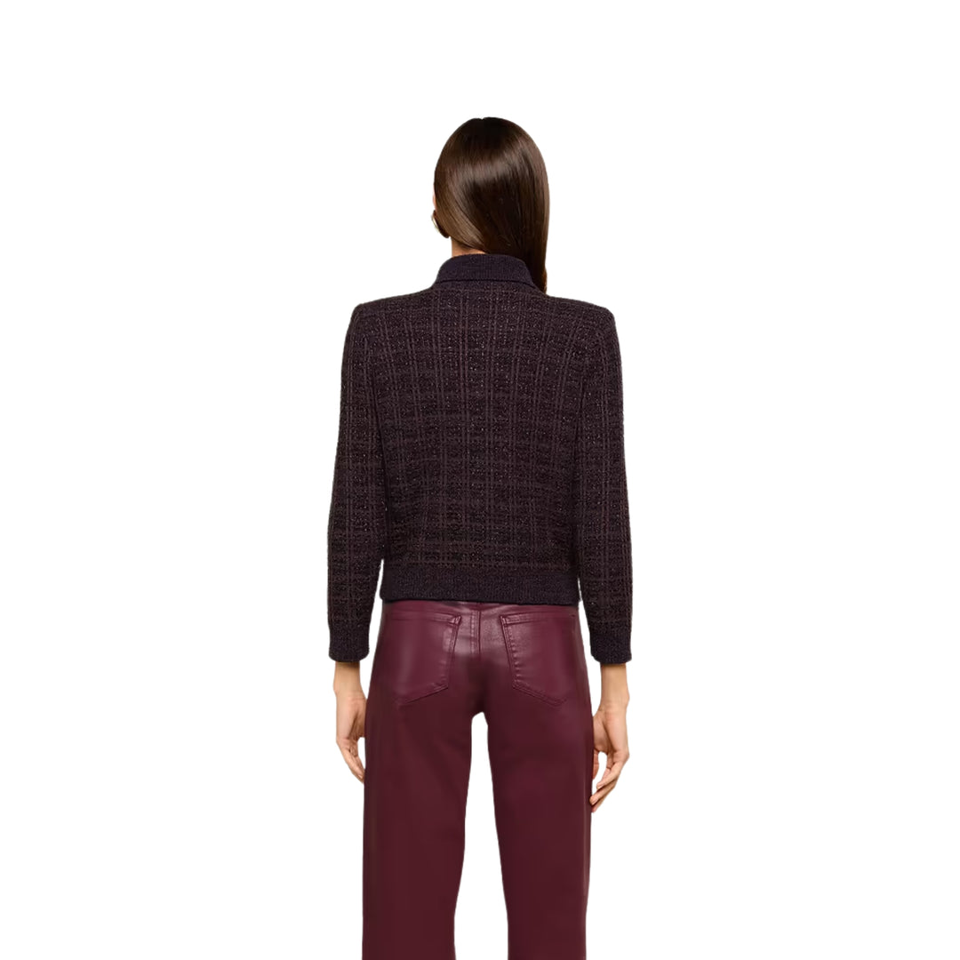 Morrigan Twd Stitch Collar Cardigan in Dark Java/Black/Burgundy