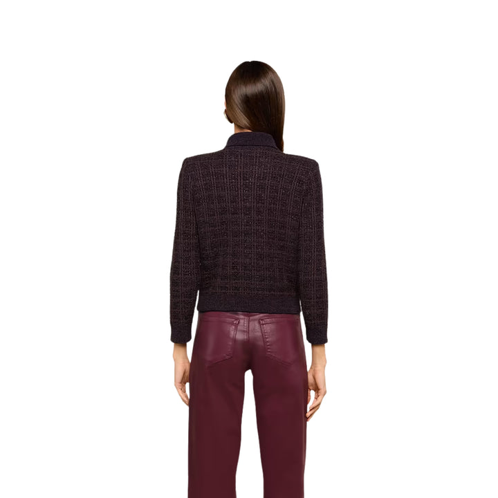 Morrigan Twd Stitch Collar Cardigan in Dark Java/Black/Burgundy