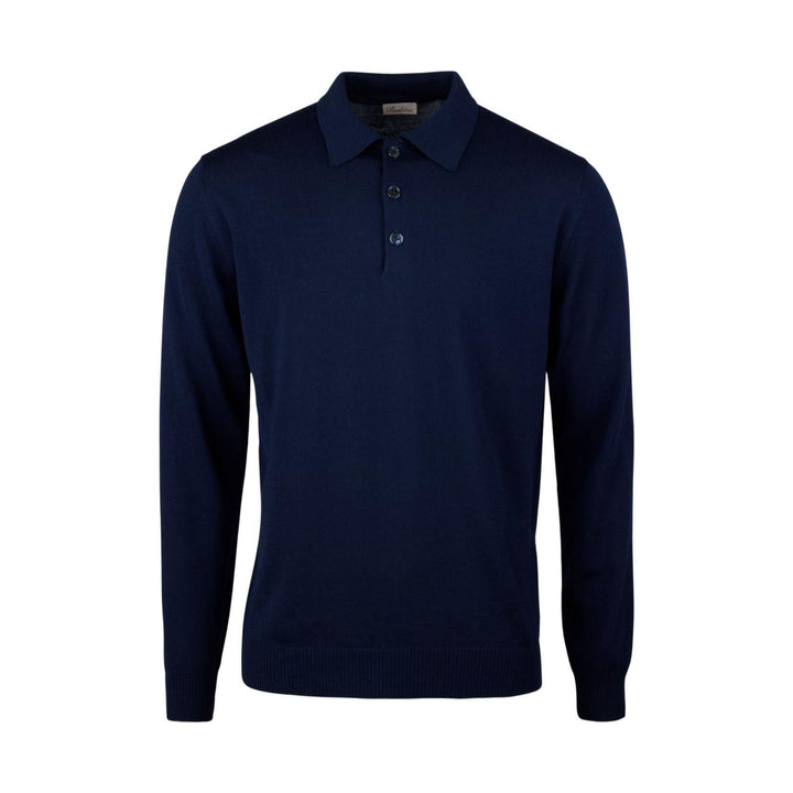Navy Merino Wool Polo Shirt