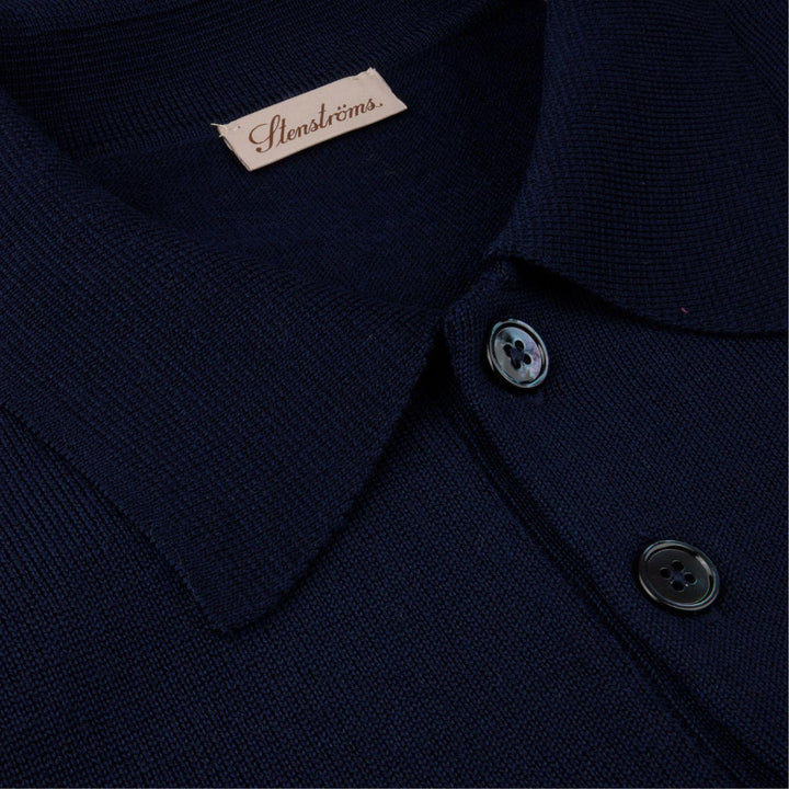 Navy Merino Wool Polo Shirt