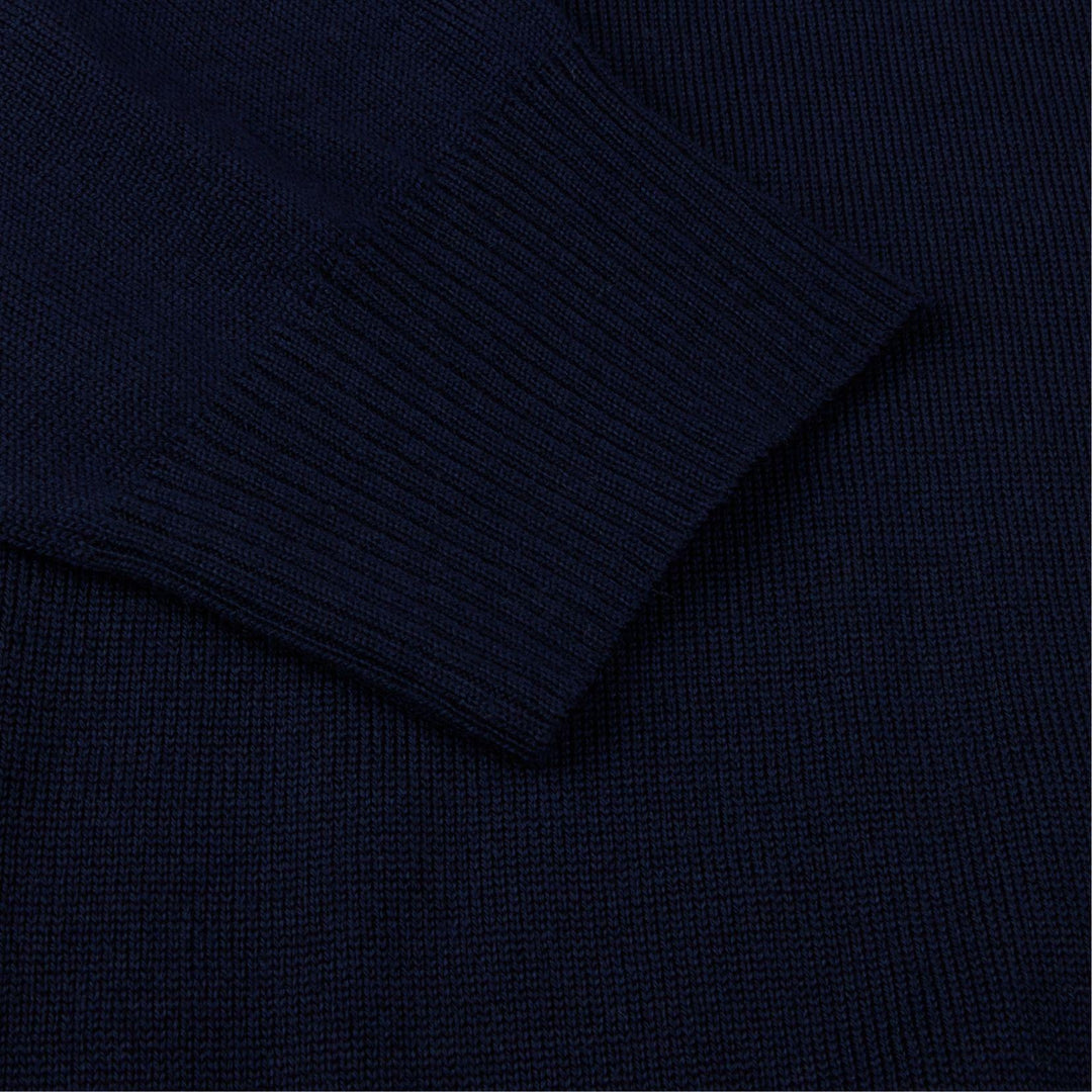 Navy Merino Wool Polo Shirt
