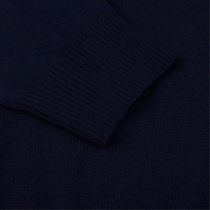 Navy Merino Wool Polo Shirt
