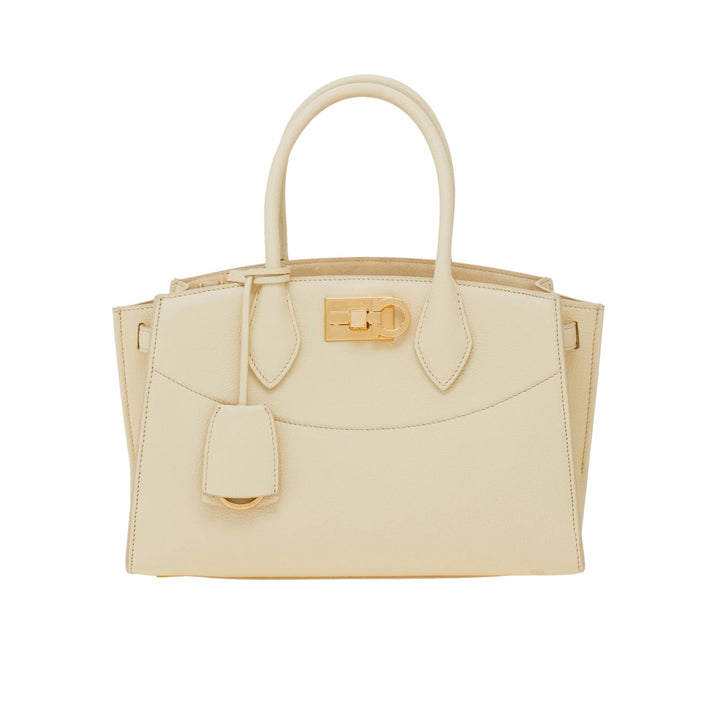 New Line Medium Top Handle Bag in Mascarpone