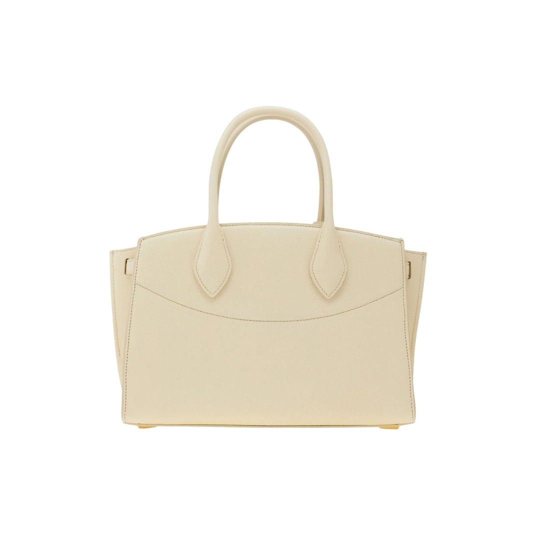 New Line Medium Top Handle Bag in Mascarpone