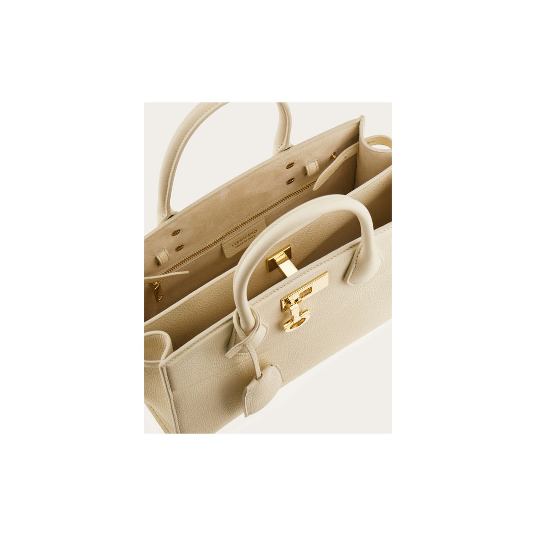 New Line Medium Top Handle Bag in Mascarpone