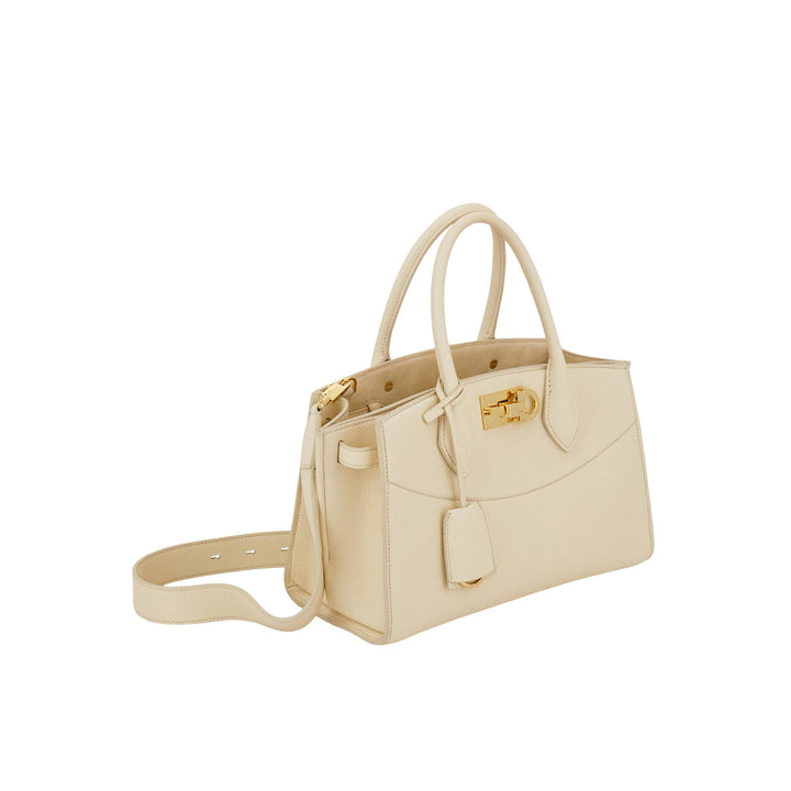 New Line Medium Top Handle Bag in Mascarpone
