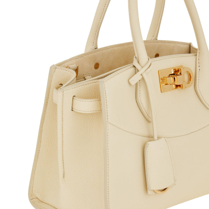 New Line Medium Top Handle Bag in Mascarpone