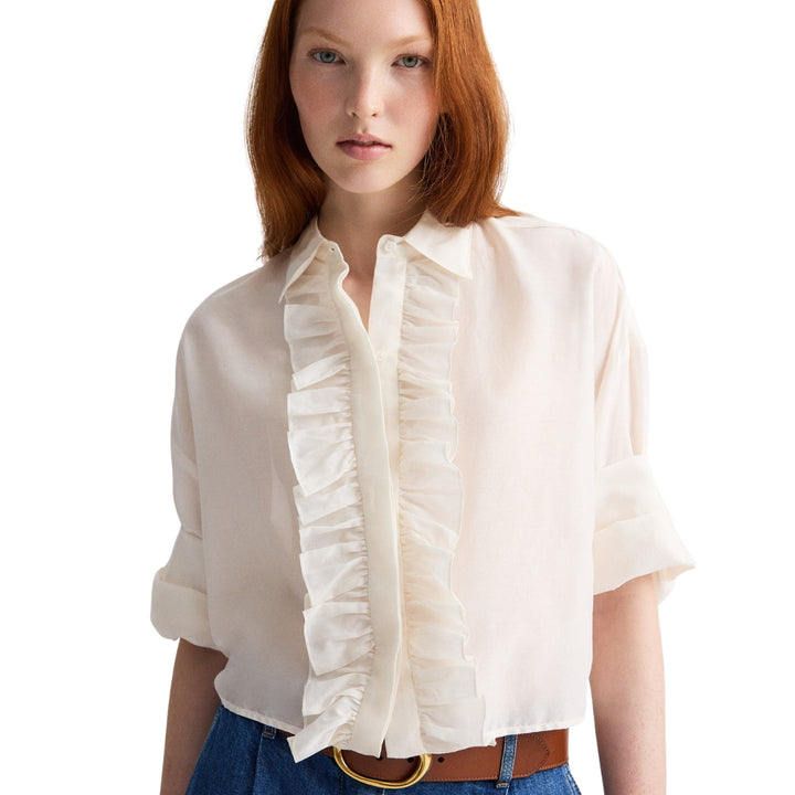 Next Ex Ruffle Shirt in Ivory