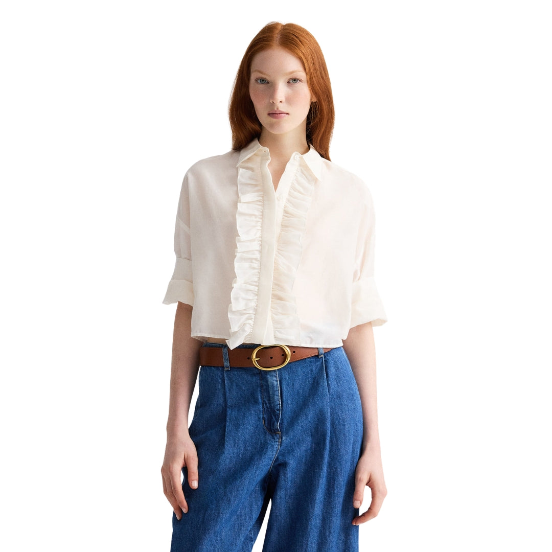 Next Ex Ruffle Shirt in Ivory