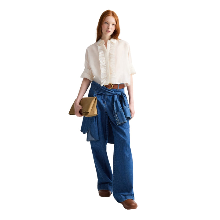Next Ex Ruffle Shirt in Ivory