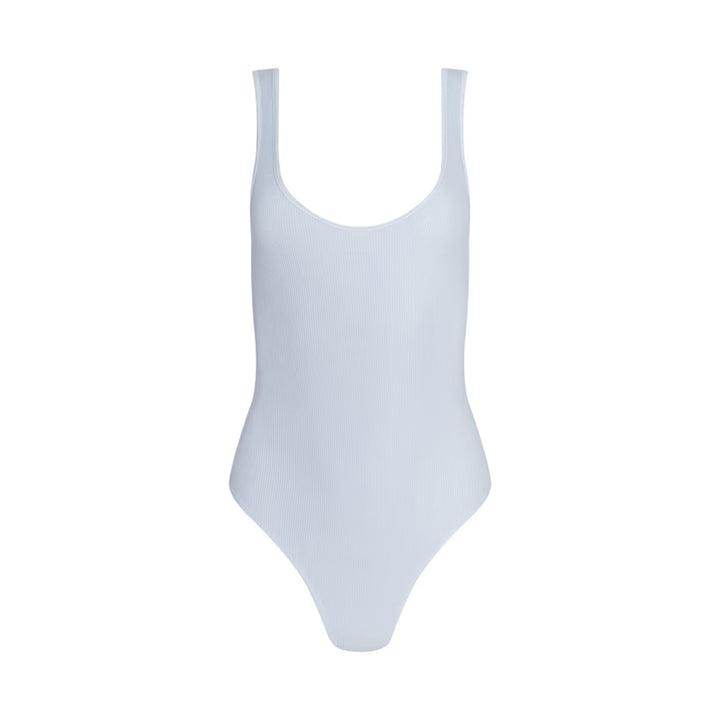 Nica Scoop Neck Tank Bodysuit in Pale Mist Blue