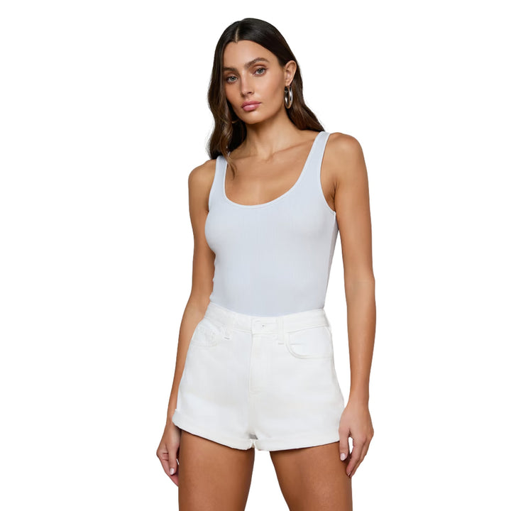 Nica Scoop Neck Tank Bodysuit in Pale Mist Blue