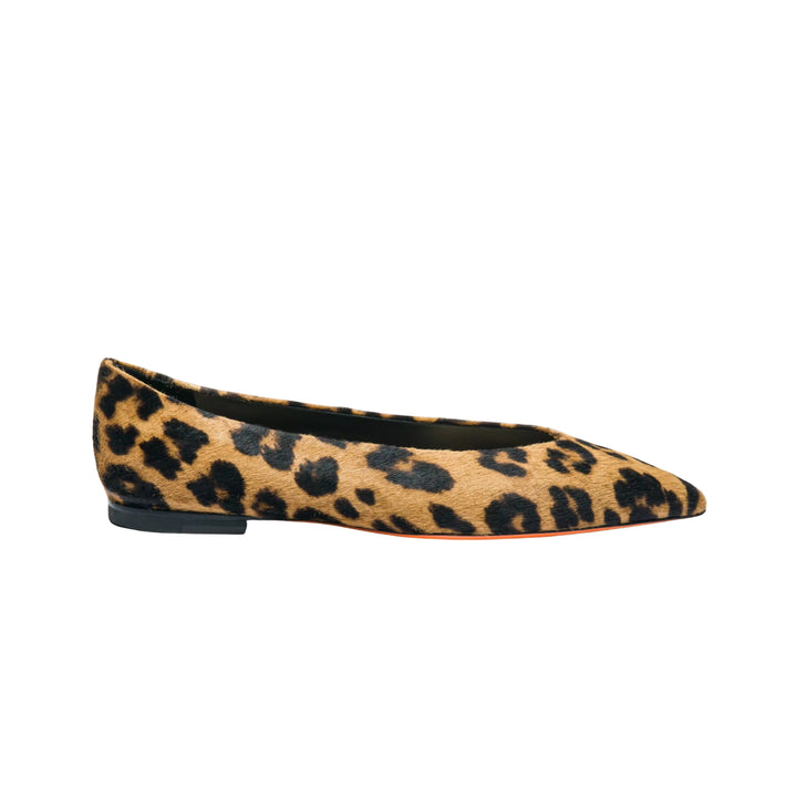 Nora Calf Hair Flat in Leopard