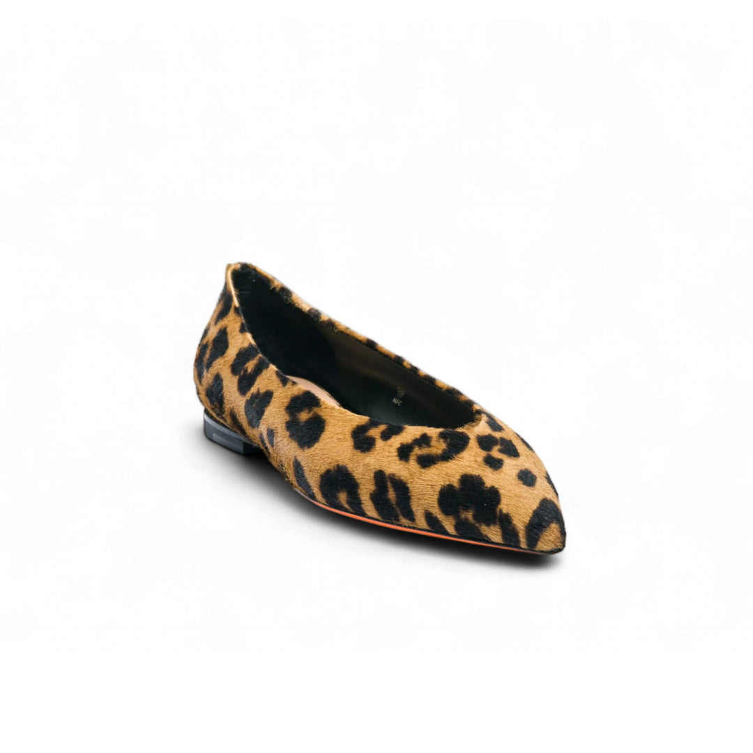 Nora Calf Hair Flat in Leopard