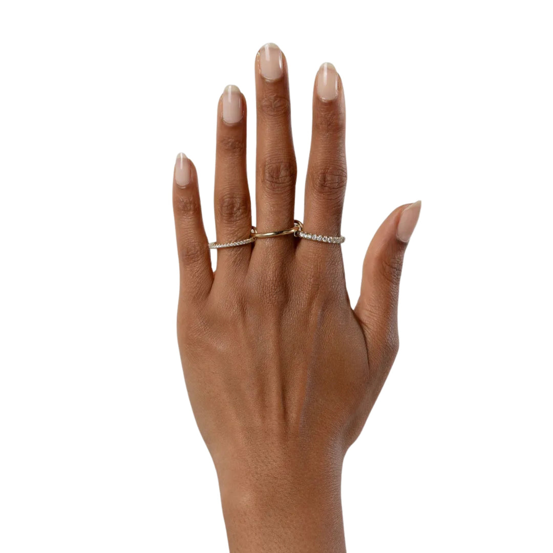 Norah YG 3 Link Emerald Diamond Ring - Size 7