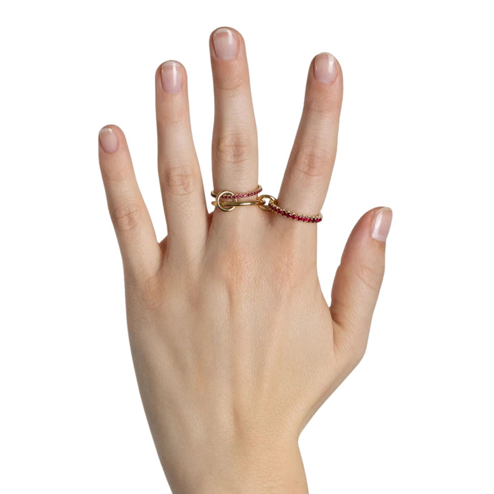 Norah YG 3 Link Emerald Diamond Ring - Size 7