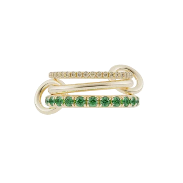 Norah YG 3 Link Emerald Diamond Ring - Size 7