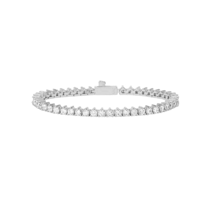 Not Your Basic Tennis Bracelet - Silver/White - Size 6