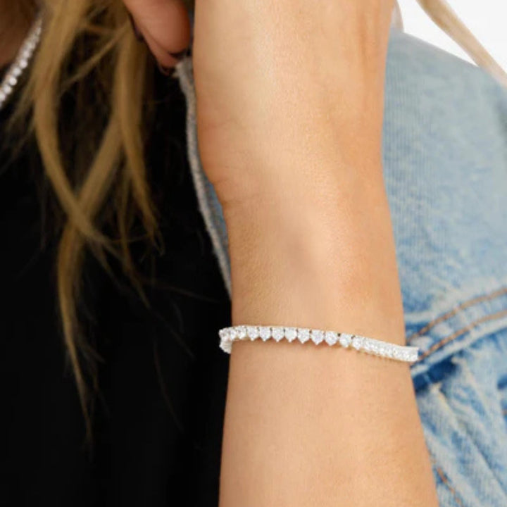 Not Your Basic Tennis Bracelet - Silver/White - Size 6